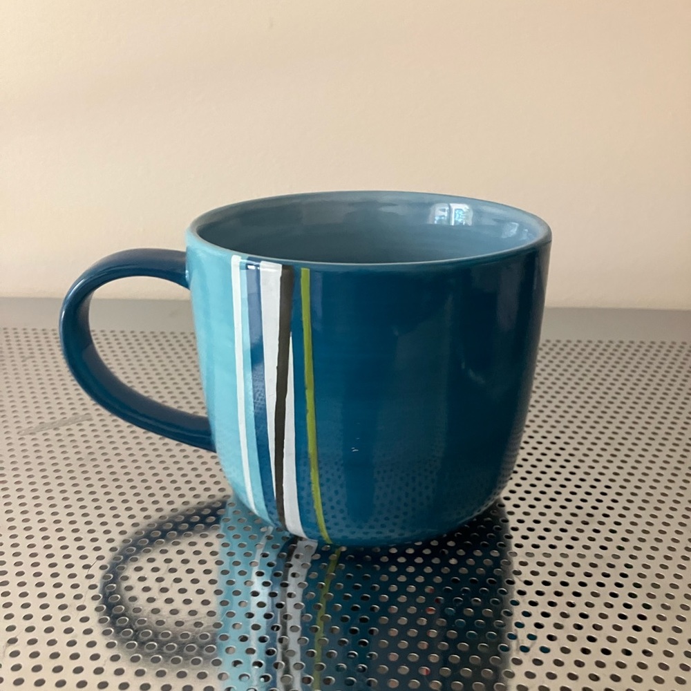 Starbucks Coffee Mug 2008 16oz Blue With Stripes Excellent Condition